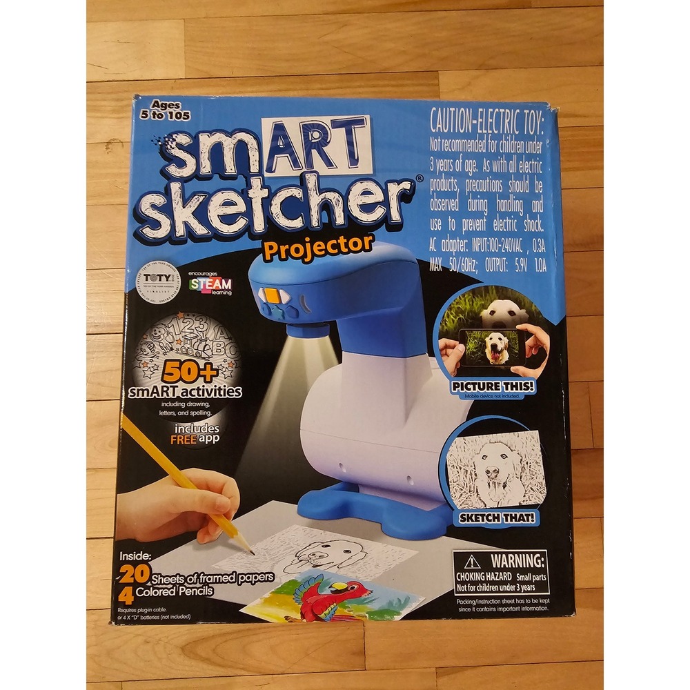 Flycatcher smART sketcher Projector Kids Drawing Writing STEAM Toy Blue White